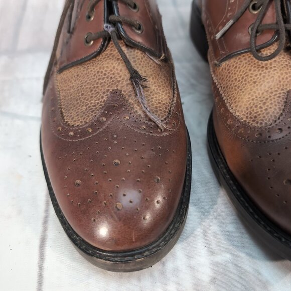 Massimo Dutti Brown Leather Wingtip Brogue Dress Shoes – Men’s EU 44 US 10.5–11 - Picture 3 of 12